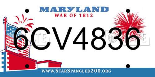 6CV4836 Maryland License Plate