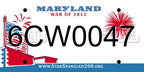 6CW0047 Maryland License Plate