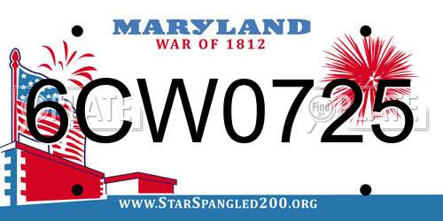 6CW0725 Maryland License Plate