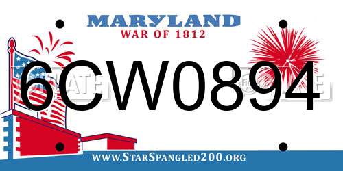 6CW0894 Maryland License Plate