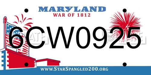 6CW0925 Maryland License Plate