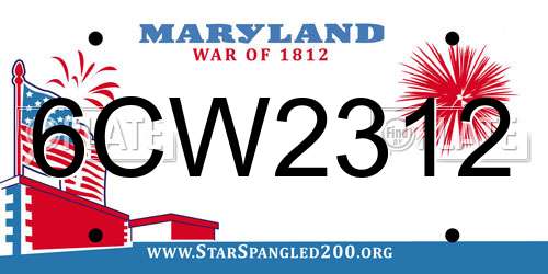 6CW2312 Maryland License Plate