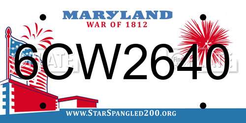 6CW2640 Maryland License Plate