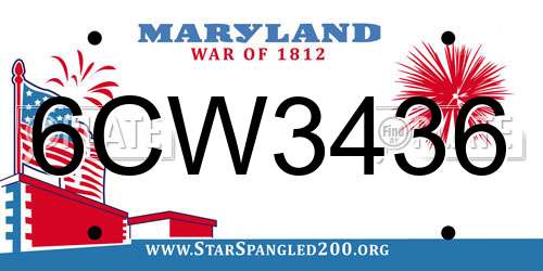 6CW3436 Maryland License Plate