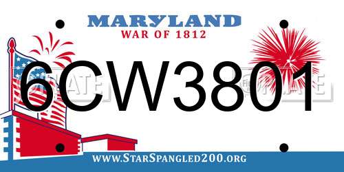 6CW3801 Maryland License Plate