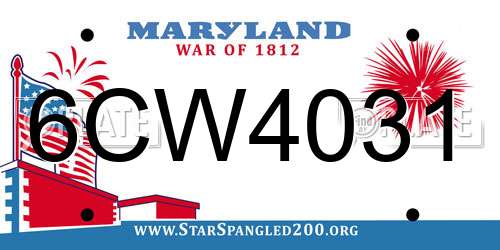 6CW4031 Maryland License Plate