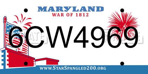 6CW4969 Maryland License Plate