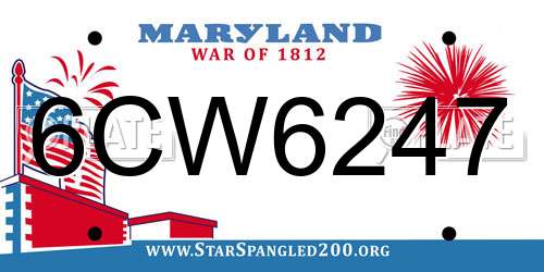 6CW6247 Maryland License Plate