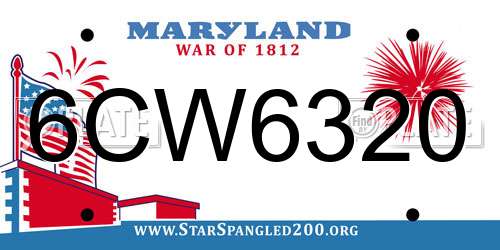 6CW6320 Maryland License Plate