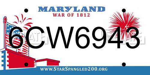 6CW6943 Maryland License Plate