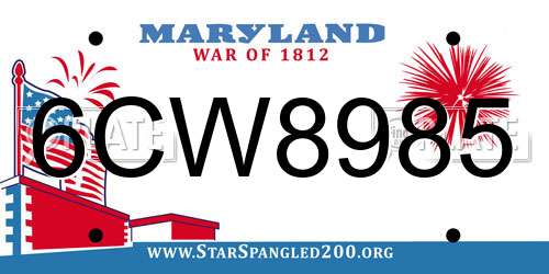 6CW8985 Maryland License Plate