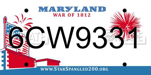 6CW9331 Maryland License Plate