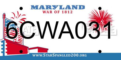 6CWA031 Maryland License Plate