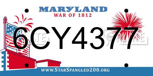 6CY4377 Maryland License Plate