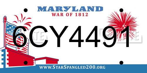 6CY4491 Maryland License Plate