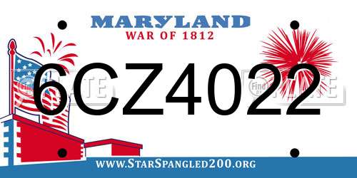6CZ4022 Maryland License Plate