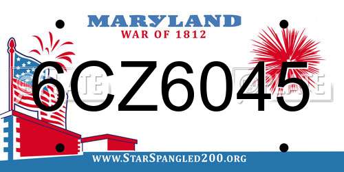 6CZ6045 Maryland License Plate