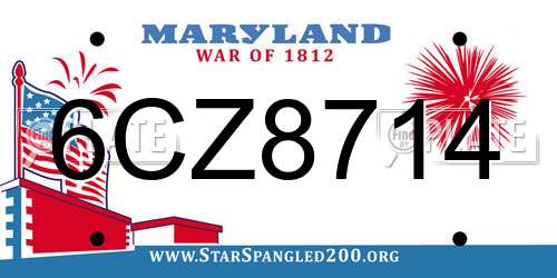 6CZ8714 Maryland License Plate
