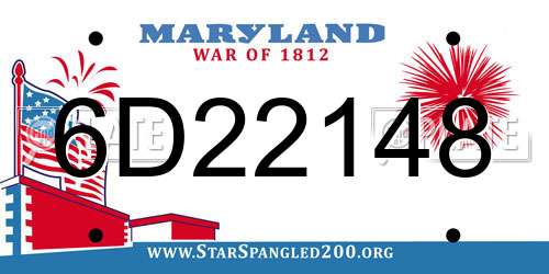 6D22148 Maryland License Plate