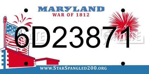 6D23871 Maryland License Plate