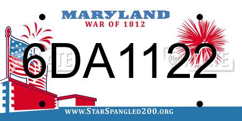 6DA1122 Maryland License Plate