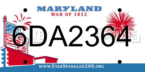 6DA2364 Maryland License Plate