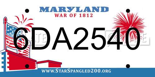 6DA2540 Maryland License Plate