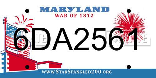 6DA2561 Maryland License Plate