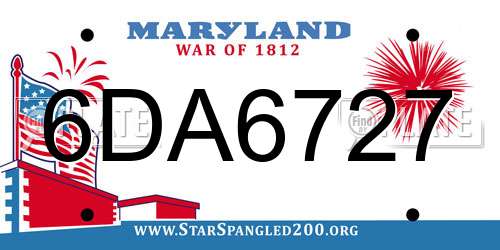 6DA6727 Maryland License Plate