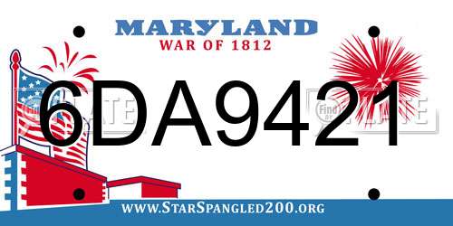 6DA9421 Maryland License Plate