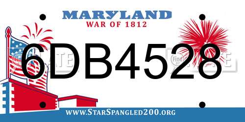 6DB4528 Maryland License Plate