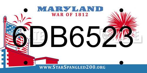 6DB6523 Maryland License Plate