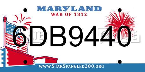 6DB9440 Maryland License Plate