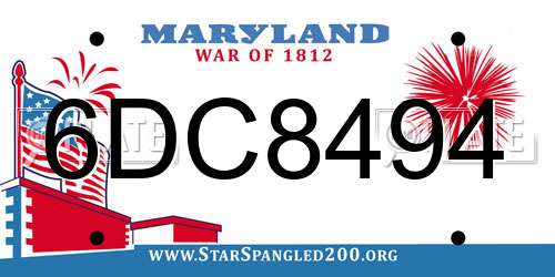 6DC8494 Maryland License Plate