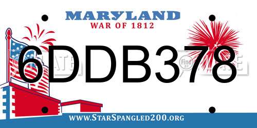 6DDB378 Maryland License Plate
