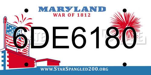 6DE6180 Maryland License Plate