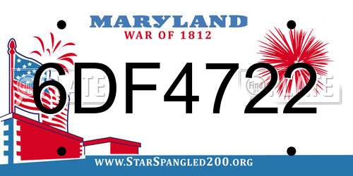 6DF4722 Maryland License Plate