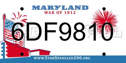 6DF9810 Maryland License Plate