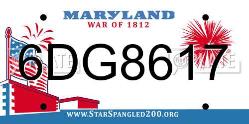 6DG8617 Maryland License Plate
