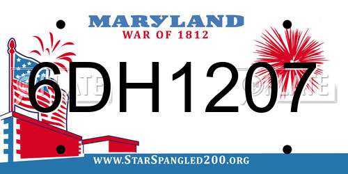 6DH1207 Maryland License Plate