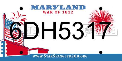6DH5317 Maryland License Plate