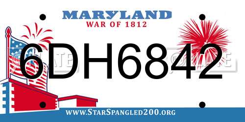 6DH6842 Maryland License Plate