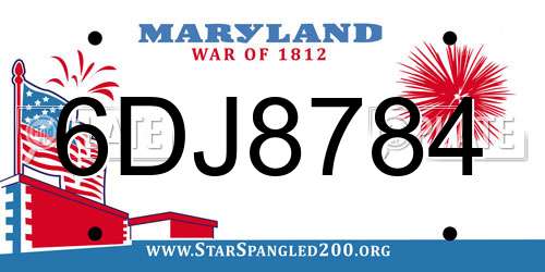 6DJ8784 Maryland License Plate