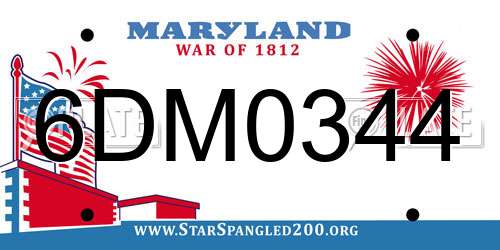 6DM0344 Maryland License Plate