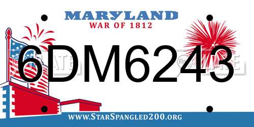 6DM6243 Maryland License Plate