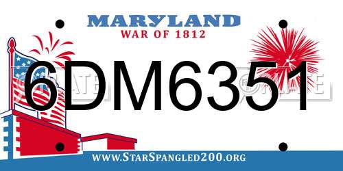 6DM6351 Maryland License Plate