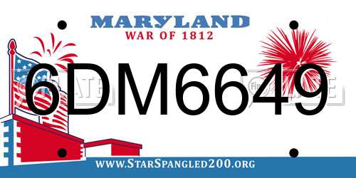 6DM6649 Maryland License Plate