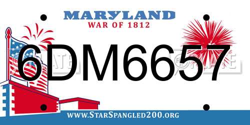 6DM6657 Maryland License Plate