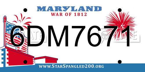 6DM7671 Maryland License Plate