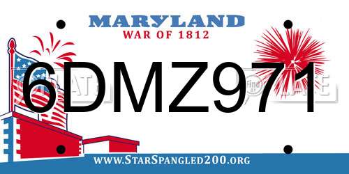 6DMZ971 Maryland License Plate